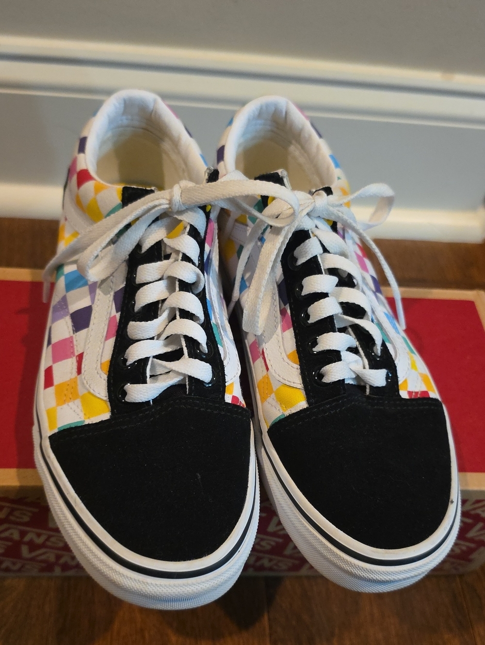 Vans Women's Checkerboard Low-Top Sneakers in Black and Multicolor